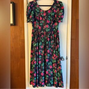 Laura Ashley Amazing Vintage Floral Low Back Bow Dress